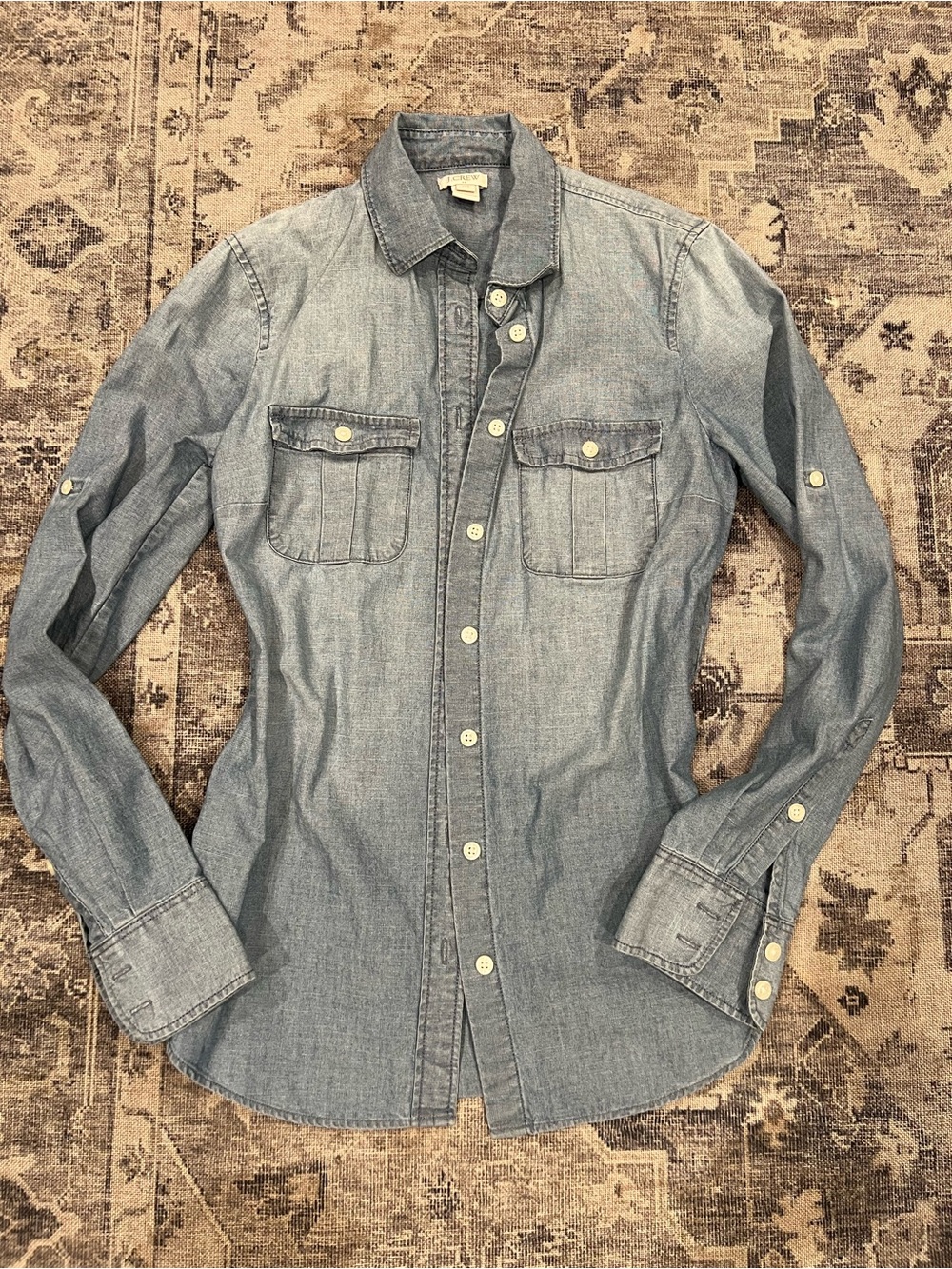 Chambray J.Crew Light Blue Denim Button-Up Shirt